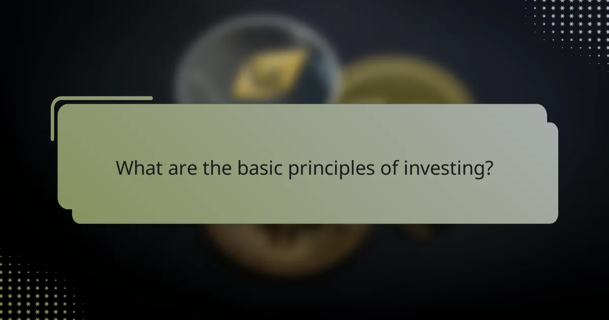 What are the basic principles of investing?