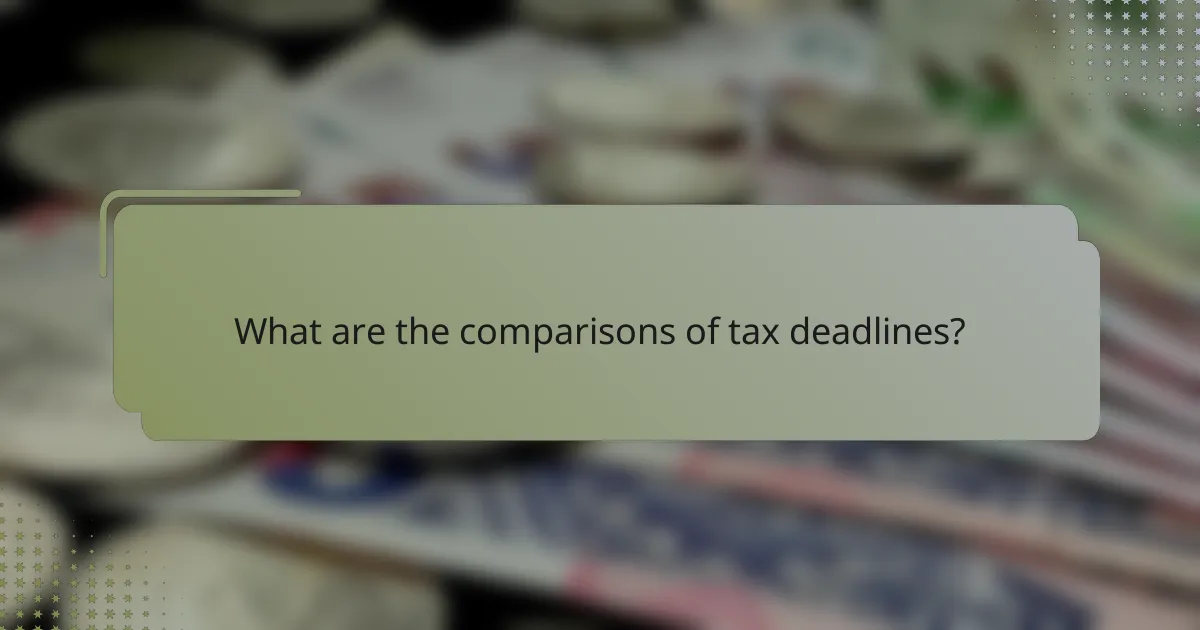 What are the comparisons of tax deadlines?