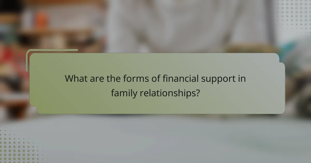 What are the forms of financial support in family relationships?